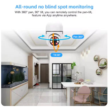 Bulb E27 Surveillance Camera Full Color Night Vision Automatic Human Tracking Zoom Indoor Security Monitor Wifi Mini IP Camera - TaleezDeals