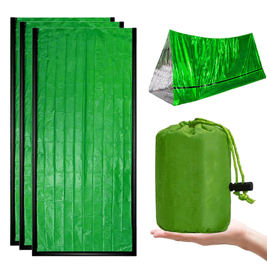 3PCS Emergency Sleeping Bags for Survival Sleeping Bag Survival Bivy Sack Emergency Thermal Sleeping Bag Portable Emergency Blankets Survival Bag Suitable for Outdoor Survival Camping (Green) - TaleezDeals