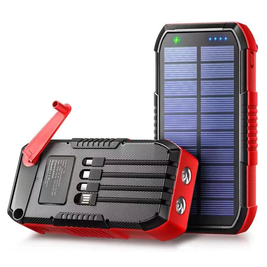 FALUOSHI Solar Power Bank 66800mAh Hand Crank 22.5W USB-C Fast Charging 6 Outputs & 4 Inputs SOS/Strobe/Compass for Camping/Hiking/Trips (Red) - TaleezDeals