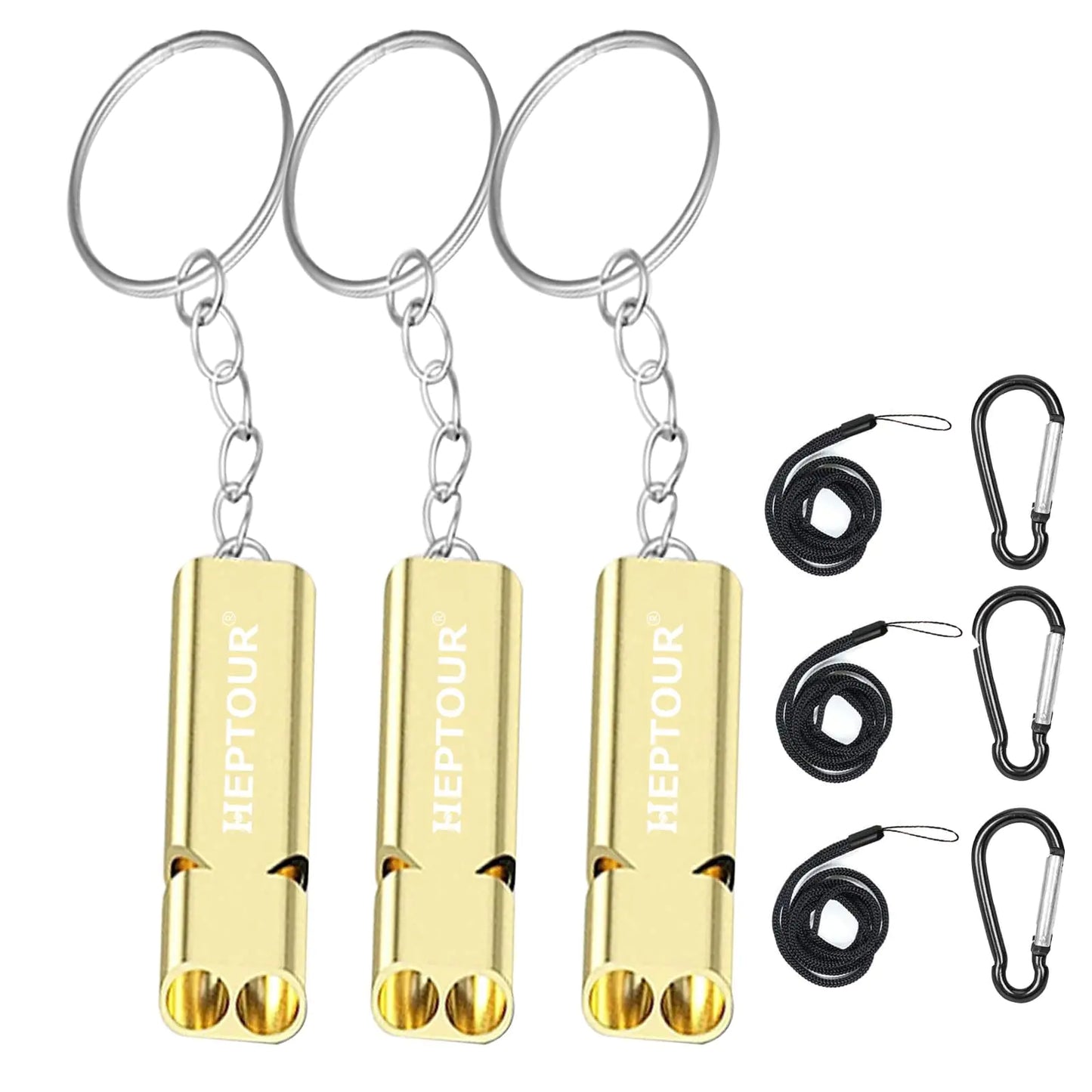 Heptour Emergency WhistlesPremium Safety Survival Whistle with Lanyard KeychainHigh Pitch Double Tubes Coyote Whistle for Outdoor Hiking Camping Hunting Boating Rescue Signal Whistle Lifeguard 3PCS - TaleezDeals