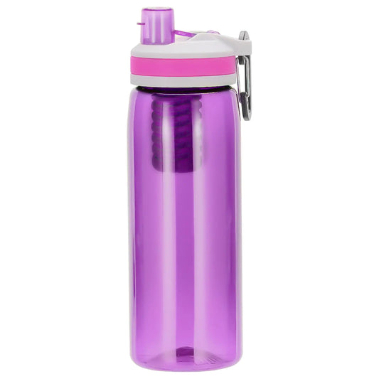 Filtered Water BottleCamping Water Purifier BottlePortable Press Water Bottle with Filter for HikingTravelSurvivalBackpacking Drinking Emergency -Pink - TaleezDeals