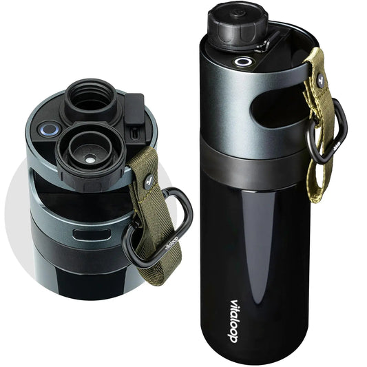 VITALOOP Water Filtration Bottle | Fully Automatic & Portable Filtered Water Bottle for Travel Camping Hiking Survival & Tap Water | Retains Natural Electrolytes - TaleezDeals