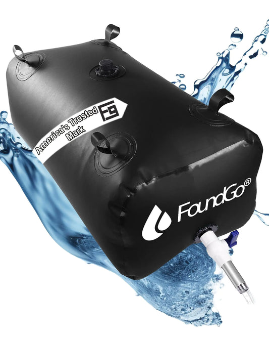 FoundGo 245L/65gal Water Storage Bladder Emergency Water Storage Tank Large Capacity Water Containers Portable Vinyl Water Storage Barrel for Outdoor/Survival/RV/Garden (Black) - TaleezDeals