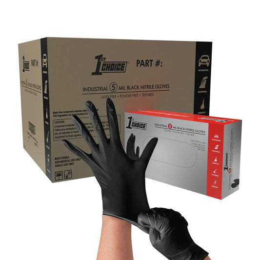 1st Choice Black Gloves Disposable Latex Free - Nitrile Gloves XXL Black Gloves Gloves for Cooking - 5 mil Case of 1000 - TaleezDeals
