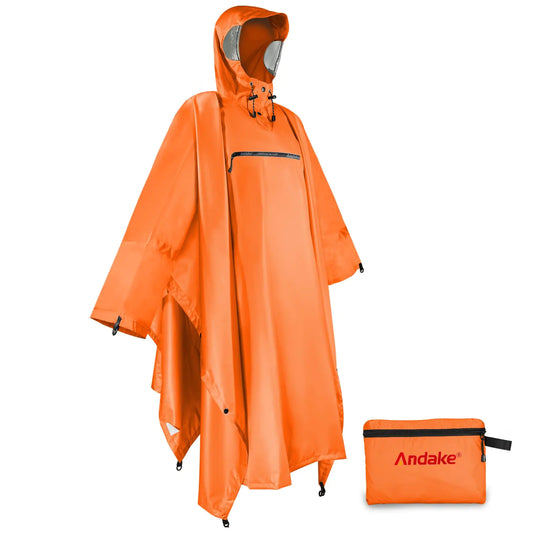Andake Waterproof Durable Rain PonchoReusable Rain Jacket for Outdoor Activities and EmergenciesLightweight Wrinkle-Resistant Rain Gear with Transparent Viewing Window for Men and Women - TaleezDeals