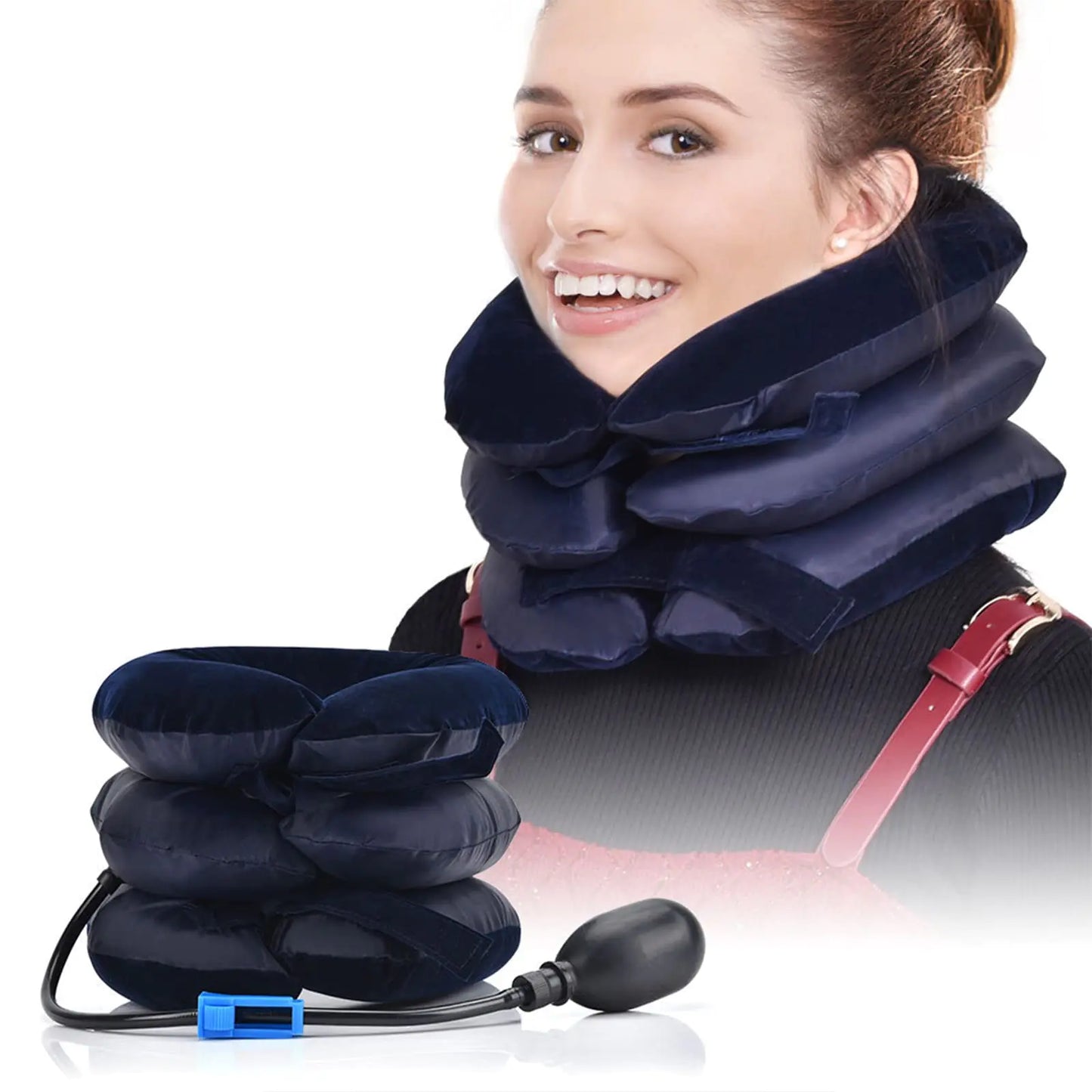 Inflatable Neck Stretcher Neck Brace Inflatable neck stretcher neck bracket neck traction pillow for neck decompression and neck tension relief (blue) - TaleezDeals