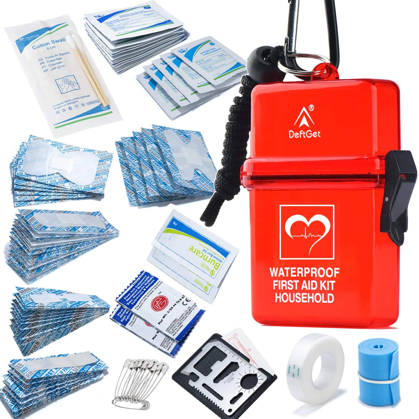 DEFTGET Waterproof First Aid Kit Travel essentials small Emergency Survival Kits mini Durable Lightweight for Minor Injuries Camping Hiking Backpacking Birthday Gift for Best Friend Sister (Dark-red) - TaleezDeals