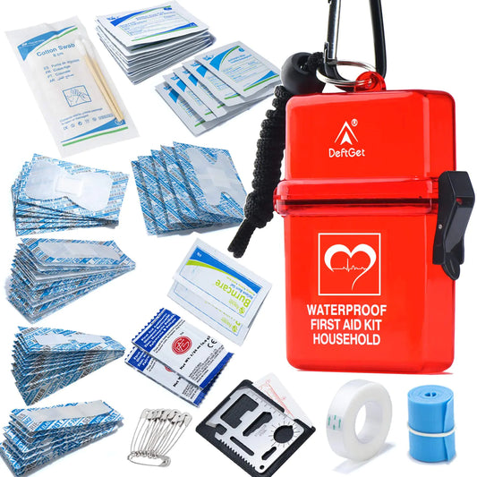 DEFTGET Waterproof First Aid Kit Travel essentials small Emergency Survival Kits mini Durable Lightweight for Minor Injuries Camping Hiking Backpacking Birthday Gift for Best Friend Sister (Dark-red) - TaleezDeals