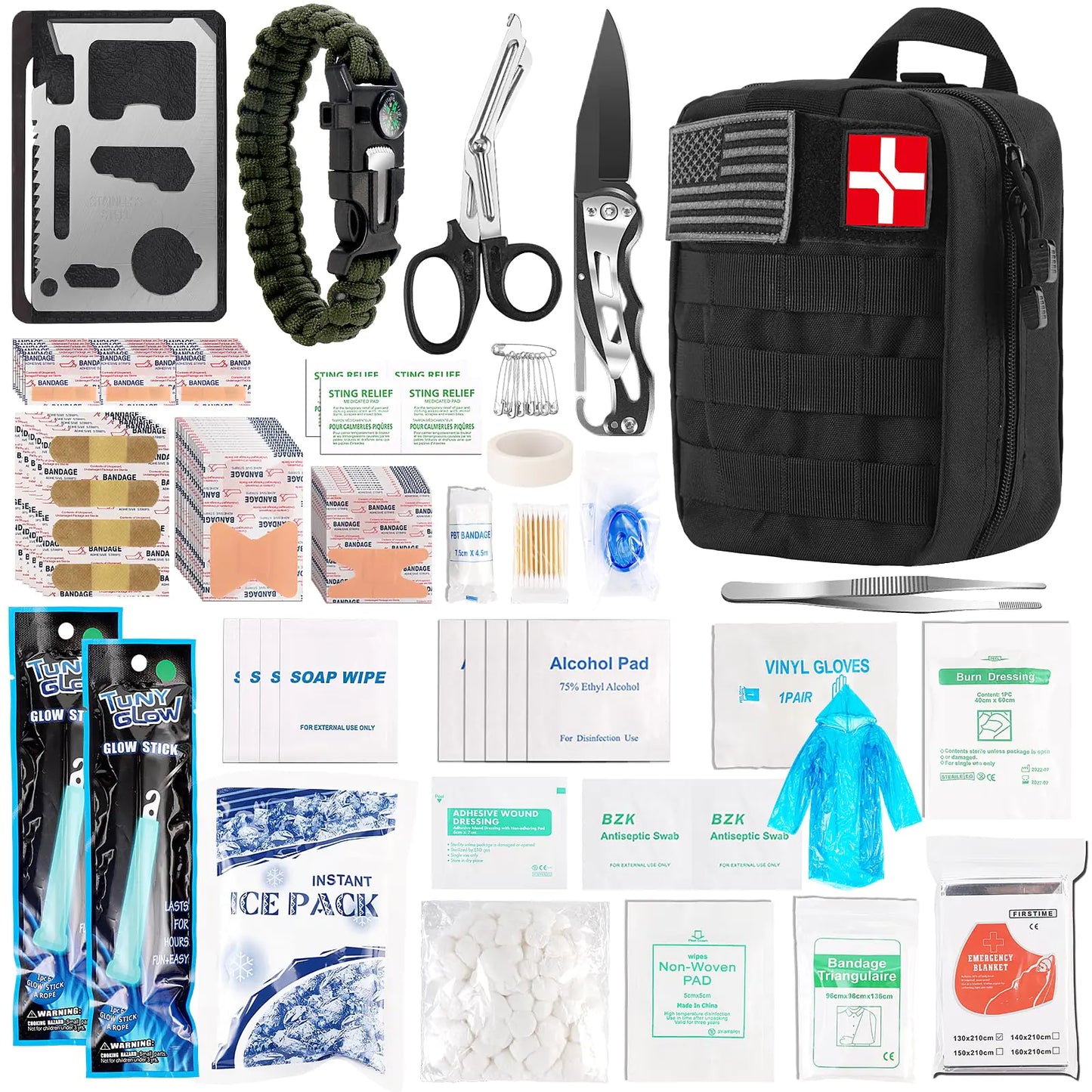 DLMD 278 PCS First Aid Kit for Car Home Gifts for Dad Him Men Women Kids Christmas Survival Kits/Emergency Medical Supplies for Travel Office Outdoor Hiking Camping Backpacking (Black) - TaleezDeals