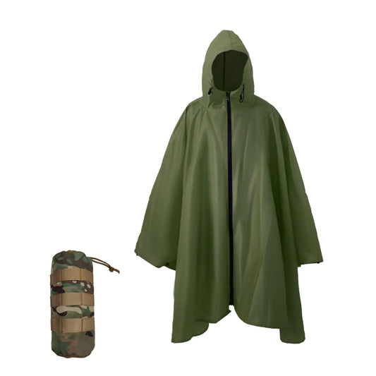 Nomadnia Plus Size Adult Rain Poncho with Hood and Zipper Poncho Para Lluvia Tactical Ponchos Adult For Camping Hiking Fishing Travel and Outdoors. Easy to Pack. Dark Green - TaleezDeals