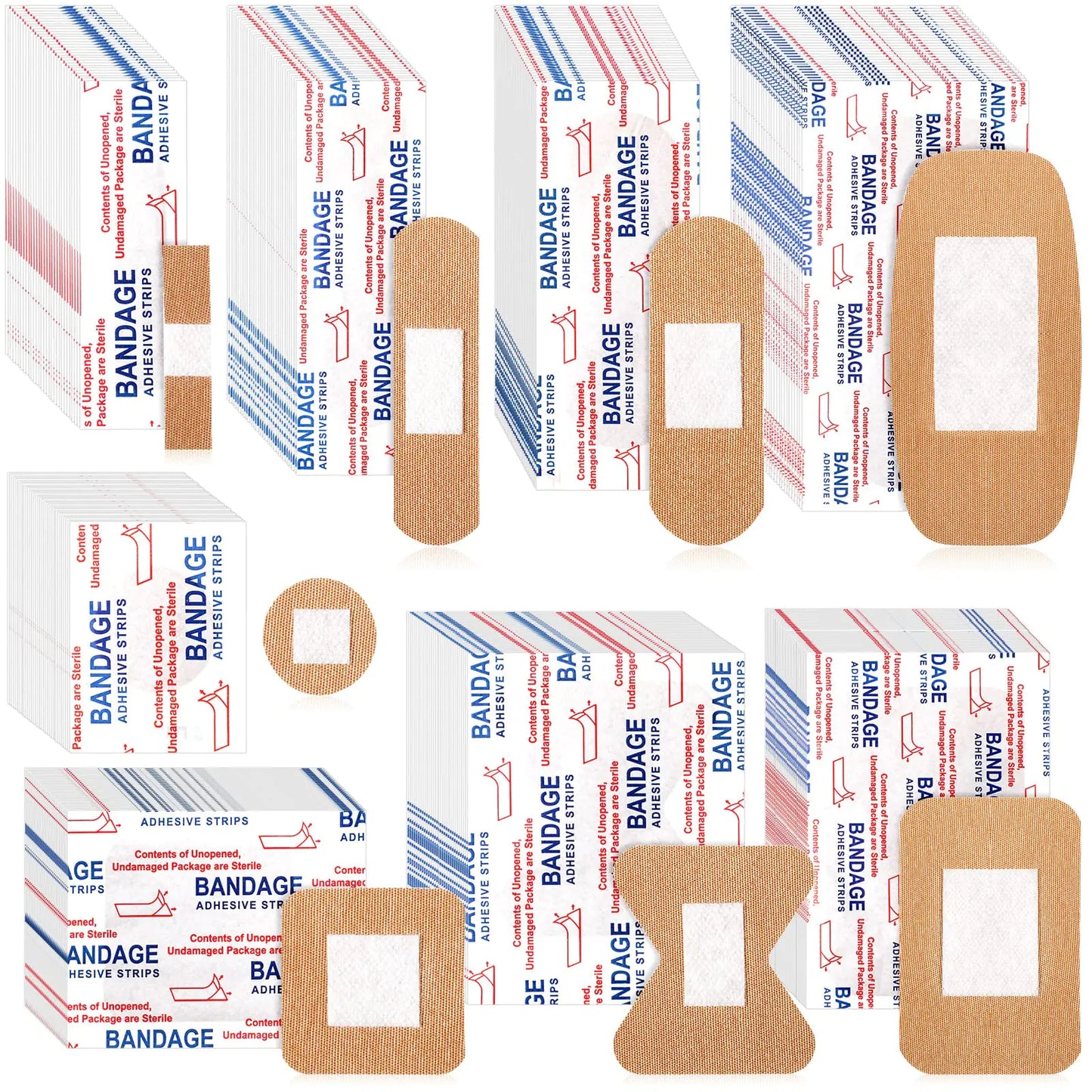 BBTO 400 Pcs Flexible Fabric Adhesive Bandages Bulk Assorted Bandages Breathable Bandages Fingertip Bandages for Finger Wound Family First Aid Skin Wrap (8 Styles) - TaleezDeals