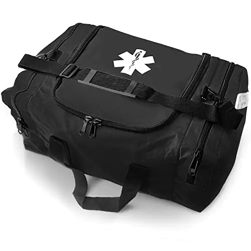ASA TECHMED Large EMT First Responder Trauma Medical Bag Empty for Home 21x12x9 Inches Office School EMTs Paramedics First Responders Black - TaleezDeals