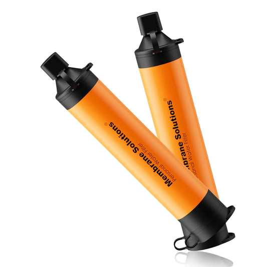 Membrane Solutions Personal Water Filter Survival Filtration Straw Portable Gear Emergency Preparedness Supply for Drinking Hiking Camping Travel Hunting Fishing Team Family Outing (Orange 1 Pack) - TaleezDeals