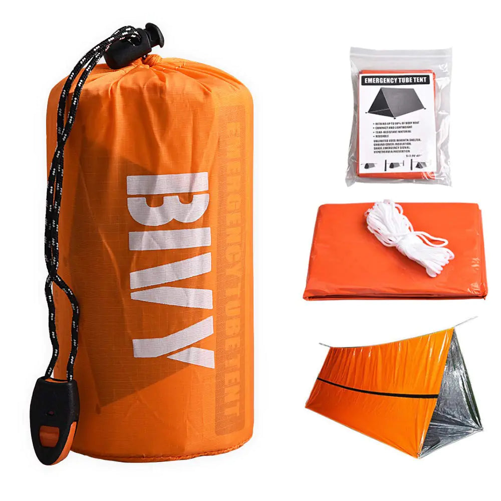 DZRZVD Emergency Survival Shelter 2 Person Tent with Storage Bag and Whistle Waterproof and Windproof Ideal for Backpacking Camping Hiking Travelling - TaleezDeals