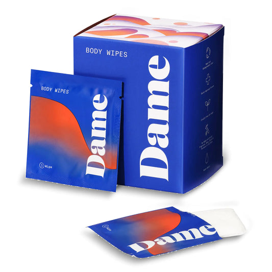 Dame Products Body Wipes - Cleansing and Nourishing - pH-Balanced Formulated with Aloe and Cucumber Extract - Disposable and Flushable - 15 Count - TaleezDeals