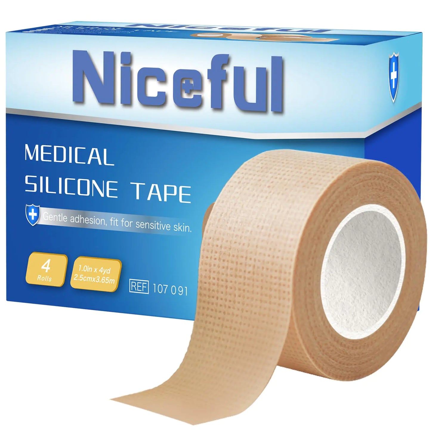 Niceful 4 Rolls Medical Tape 1" x 4 Yard - Silicone Tape for Wound Care Secures Dressings and Gauze Easy to Remove Waterproof Surgical Tape for Skin - TaleezDeals