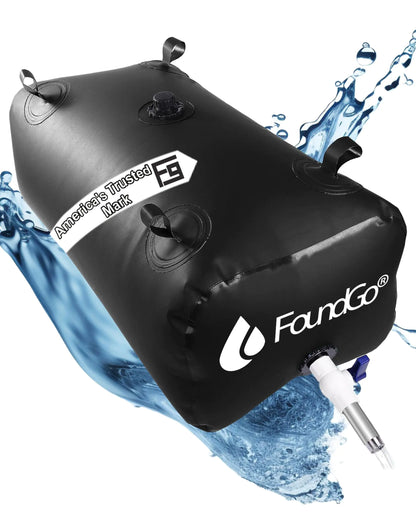 FoundGo 245L/65gal Water Storage Bladder Emergency Water Storage Tank Large Capacity Water Containers Portable Vinyl Water Storage Barrel for Outdoor/Survival/RV/Garden (Black) - TaleezDeals