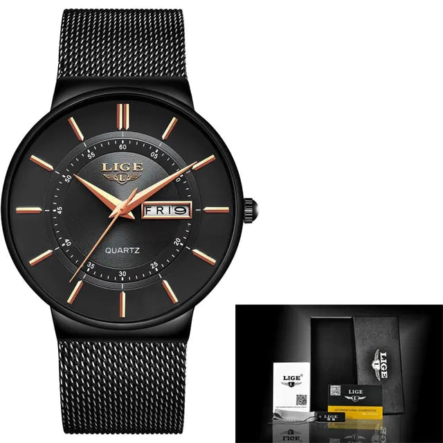 Black Luxury Watch with black wristband