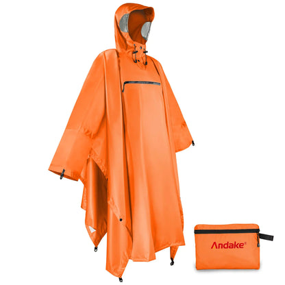 Andake Waterproof Durable Rain PonchoReusable Rain Jacket for Outdoor Activities and EmergenciesLightweight Wrinkle-Resistant Rain Gear with Transparent Viewing Window for Men and Women - TaleezDeals