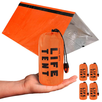 4 Pack Emergency Survival Tent Life Shelter 2 Person Mylar Tube Tents Tarp with Whistle & Paracord Year-Round All Weather Protection for Car Outdoor Hiking Camping Gear Equipment & First Aid Supplies - TaleezDeals