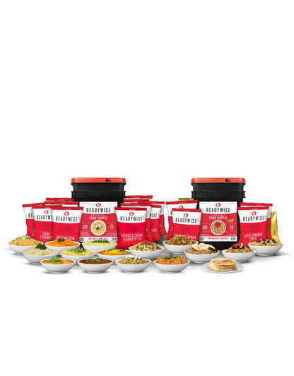 READYWISE - Emergency Food Supply 240 Servings 2 Grab-and-Go Buckets MRE Premade Freeze Dried Survival Meal Hiking Adventure & Camping Essentials Individually Packaged 25-Year Shelf Life - TaleezDeals