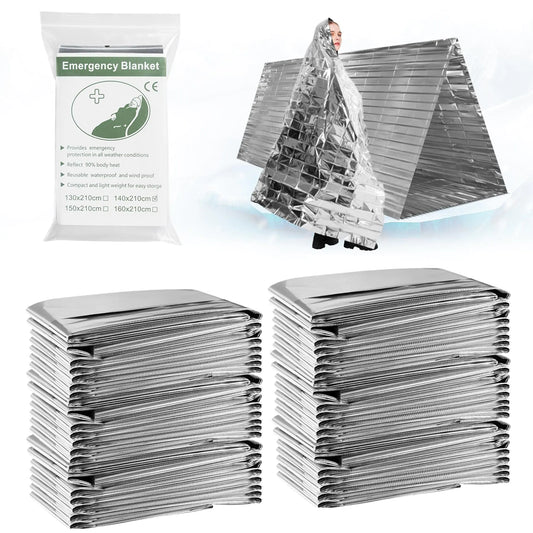 Thermal blanket designed for emergency survival situations, reflecting body heat to prevent hypothermia.