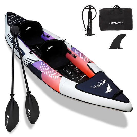 UPWELL 2-person inflatable kayak with paddles, pump, and seats